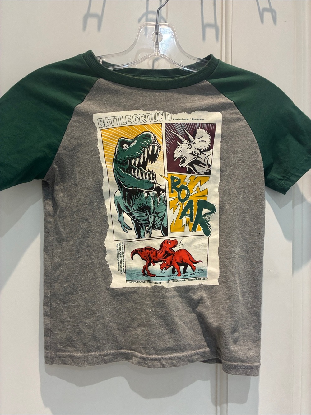 365 KIDS Boys Dinosaur Battle Ground Graphic Raglan T-Shirt Size 7 👵MT